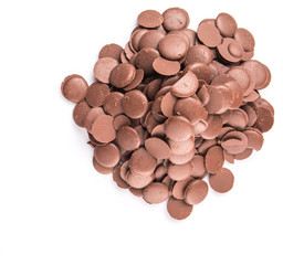 Chocolate button over white background
