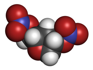 Isosorbide dinitrate (ISDN) vasodilator drug molecule.
