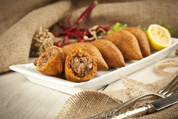 Turkish Ramadan Food icli kofte ( meatball ) falafel