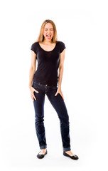 Obraz premium model isolated on plain background furious screaming