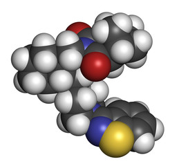 Lurasidone atypical antipsychotic drug molecule.