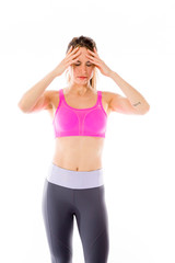 Fototapeta premium model isolated on plain background confused headache