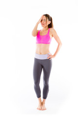 Fototapeta premium model isolated on plain background confused headache