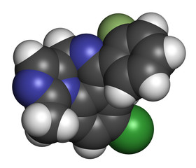 Midazolam benzodiazepine drug molecule. 