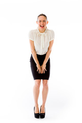 Fototapeta premium model isolated on plain background furious screaming