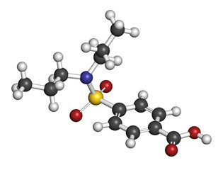 Probenecid gout drug molecule.