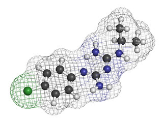 Proguanil prophylactic malaria drug molecule.