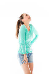 Fototapeta premium model isolated on white funny laughing