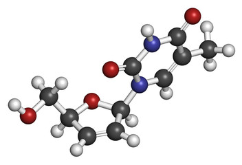 Stavudine (d4T) HIV drug molecule.