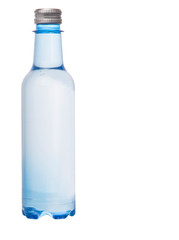A plastic bottle of mineral water over white background