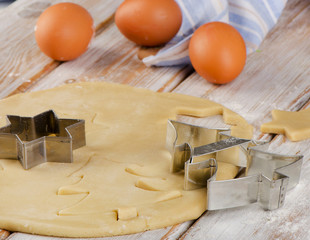 baking background with  cookie cutters.