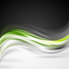 Shiny green vector wave background