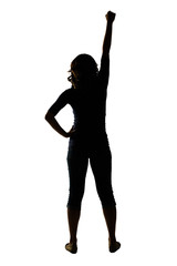 Silhouette of young Asian woman pose