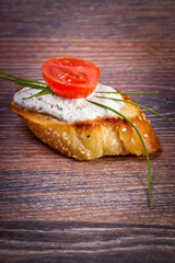 Bruschetta sandwiches with cottage cheese