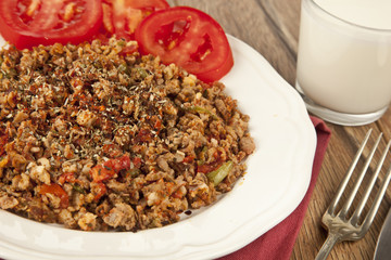 Turkish Kokorec - lamb intestine food portion