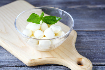 balls of mozzarella cheese in a bowl