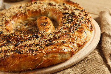 meat and cheese stuffed filo dough borek served kol boregi