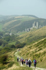 Footpath above Corfe Castle in Dorset