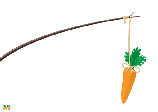 Carrot and stick motivation illustration.