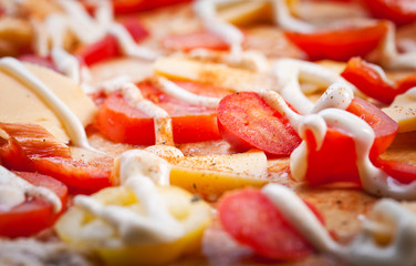 Raw Margherita Pizza and Ingredients