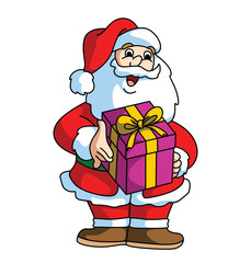 Santa Claus Smiling adn Bringing The Gift
