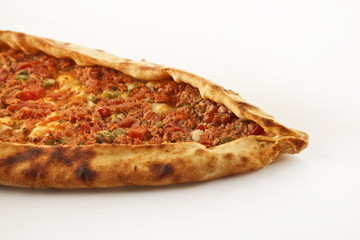 Turkish traditional beef Pide isolated