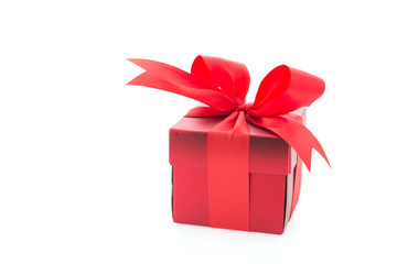 Red gift box isolated on white background