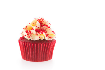 Red velvet cupcakes isolated on white