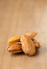 close up Almond on the wooden floor