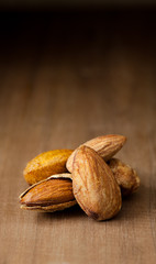 close up Almond on the wooden floor