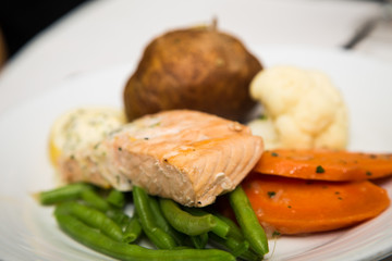 Poached Salmon on Green Beans