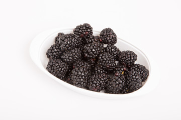 White Dish of Blackberries