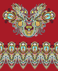 Neckline ornate floral paisley embroidery fashion design, ukrain