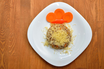 Buckwheat porridge with vegetables and cheese