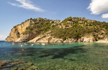 Obraz premium Sea boats in a bay. Europe. Spain.