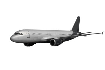 plane with dark tail isolated on white