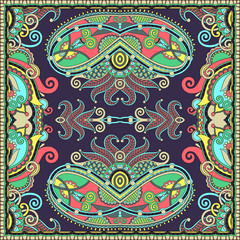 Traditional ornamental floral paisley bandanna. Square ornament