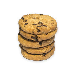 Chocolate chip cookie isolated on white background