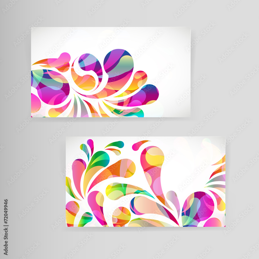 Canvas Prints sample business card with bright teardrop-shaped arches.