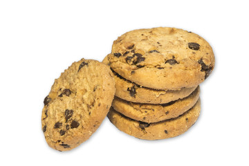 Chocolate chip cookie isolated on white background