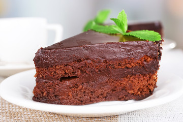 Pieces of chocolate cake