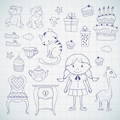 Birthday set with little girl.