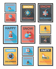 Christmas poster banner design flat background set, eps10