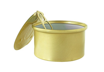 Gold Aluminum Food Can isolated on white background