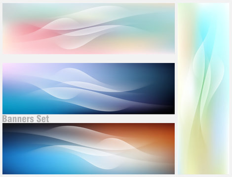 Perfect Banners Set of 4 Vector Backgrounds Pastels Light Lines