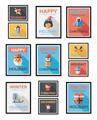 Christmas poster banner design flat background set, eps10