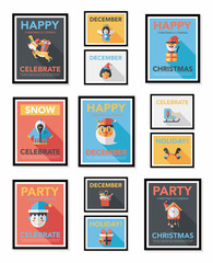 Christmas poster banner design flat background set, eps10