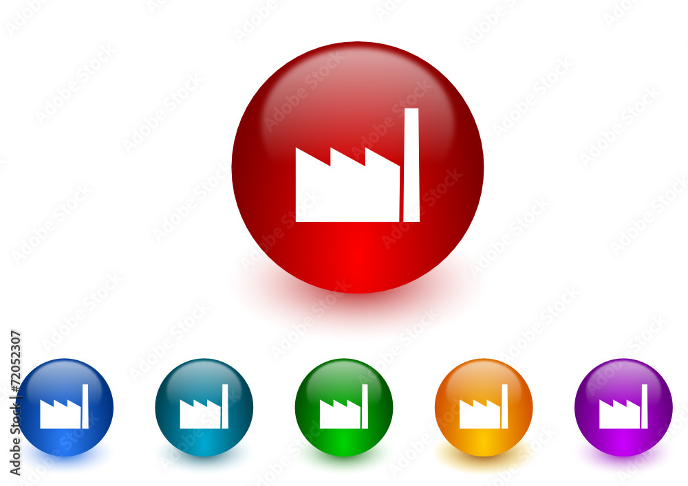 Poster factory colorful vector icons set