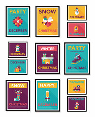 Christmas poster banner design flat background set, eps10