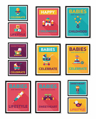 Baby poster flat banner design flat background set, eps10